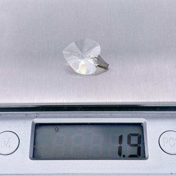 Vintage Sterling Silver 925 Faceted Crystal Heart Pendant - Picture 5 of 5